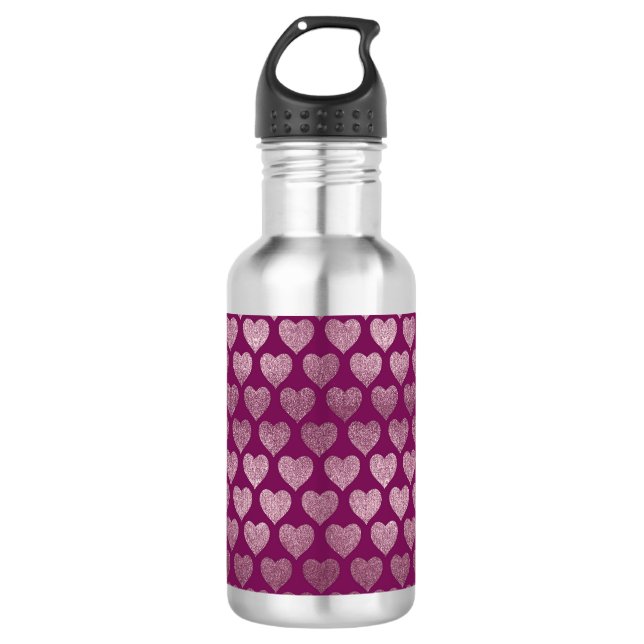 Rose Gold Hearts Glitter Pattern 532 Ml Water Bottle (Front)