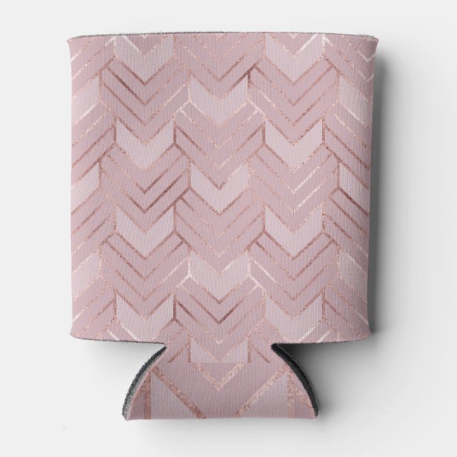 Rose Gold Hearts Glitter Pattern. Can Cooler (Front)