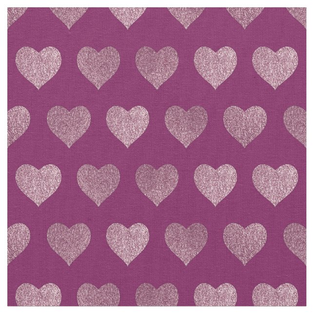 Rose Gold Hearts Glitter Pattern Fabric (Close Up)