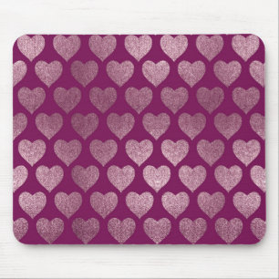 Rose Gold Hearts Glitter Pattern Mouse Pad