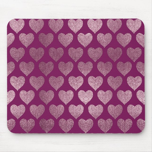 Rose Gold Hearts Glitter Pattern Mouse Pad (Front)