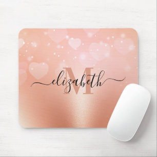 Rose Gold Hearts Mouse Pad