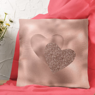 Rose Gold Hearts Valentine's Day Love Cushion