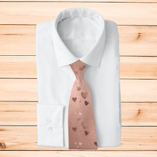 Rose Gold Hearts Valentine's Day Tie