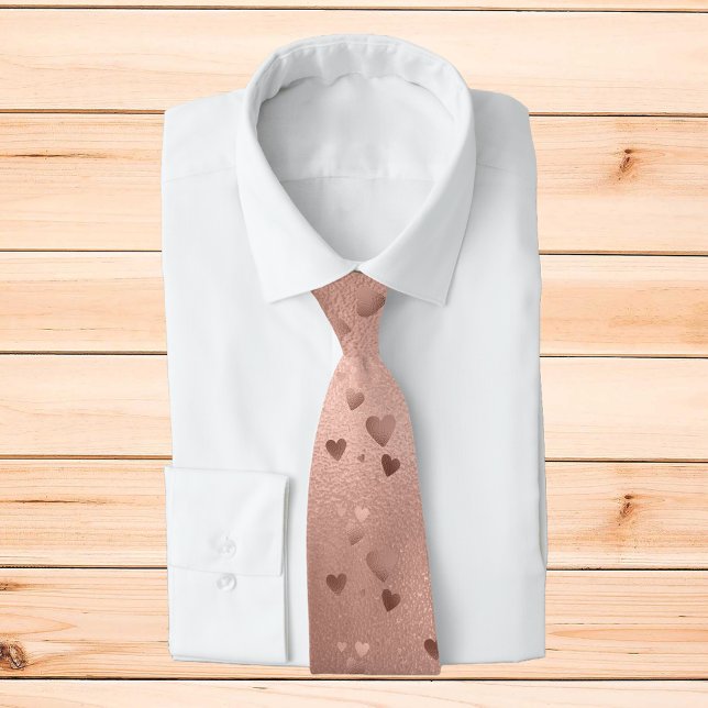 Rose Gold Hearts Valentine's Day Tie (Creator Uploaded)