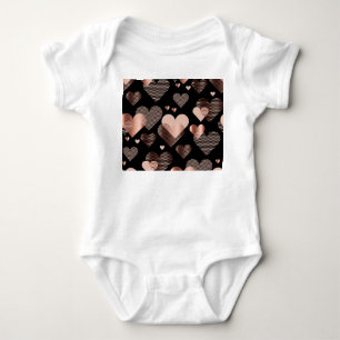 Rose gold hearts, vintage black. baby bodysuit