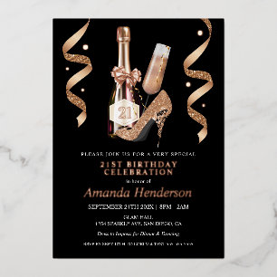 Rose Gold Heels and Champagne Women's Birthday