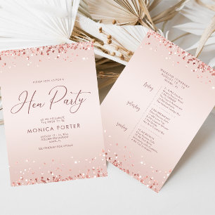 Rose Gold Hen Party Weekend Itinerary Invitation
