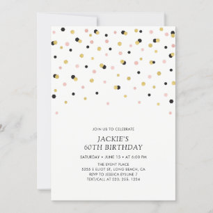 Rose Gold Hexagon Confetti Adult Birthday Party Invitation