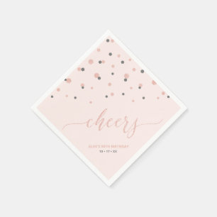 Rose gold Hexagon Confetti Cheers Custom Party Nap Napkin