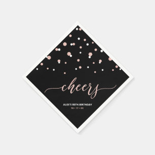 Rose gold Hexagon Confetti Cheers Custom Party Napkin