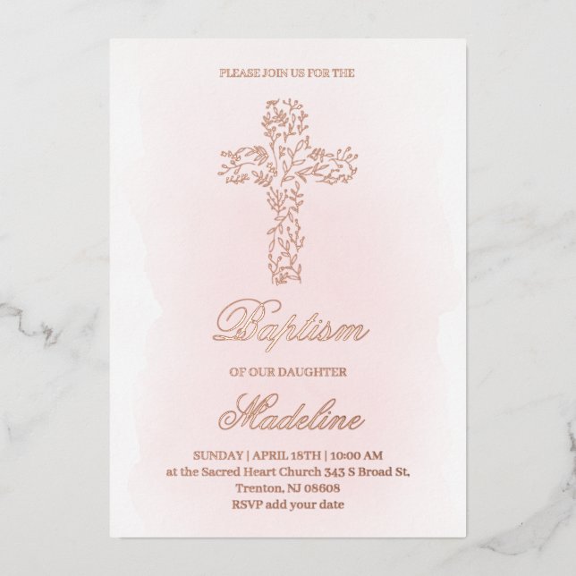 Rose Gold Holy cross Baptism (Front)