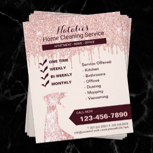Rose Gold Home Cleaning House Keeping Service Flyer