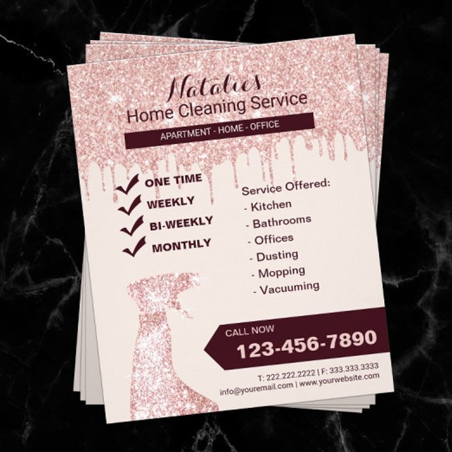 Rose Gold Home Cleaning House Keeping Service Flyer (Creator Uploaded)