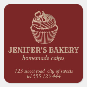 Rose gold Homemade cupcakes and sweets Square Sticker