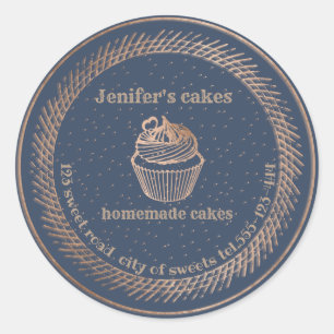 Rose gold  Homemade cupcakes and treats packaging Classic Round Sticker
