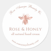 Rose Gold Honey Bee Custom Beauty Product Label