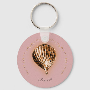Rose Gold Hot Air Balloon with Name and Scrolls  Key Ring