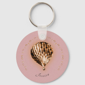 Rose Gold Hot Air Balloon with Name and Scrolls  Key Ring