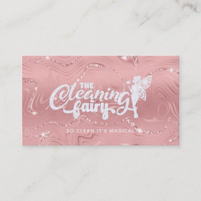 Rose Gold House Cleaning Business Cards (Front)