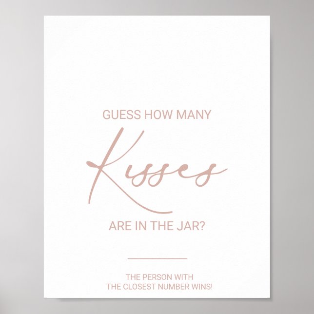 Rose Gold How Many Kisses Bridal Shower Game   Poster (Front)