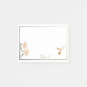 Rose Gold Hummingbird Pink Flower Personalized  Post-it Notes