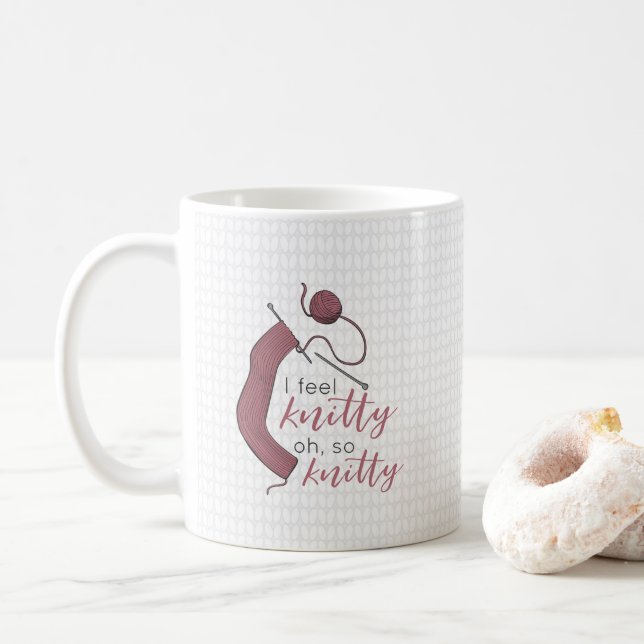 Rose Gold I Feel Knitty, Oh So Knitty Coffee Mug (With Donut)