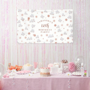 Rose Gold Ice Skates Blush Pink Skating Birthday Banner
