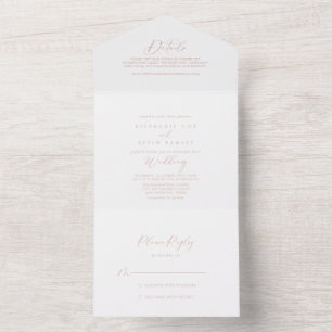 Rose Gold Idyllic Stylish Calligraphy Wedding   All In One Invitation
