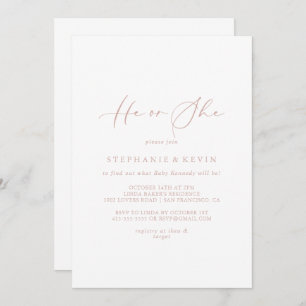Rose Gold Idyllic Stylish He or She Gender Reveal  Invitation