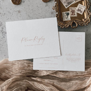 Rose Gold Idyllic Stylish Menu Choice RSVP Postcard