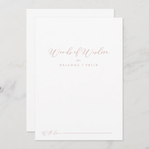 Rose Gold Idyllic Stylish Wedding Words of Wisdom  Advice Card
