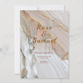 Rose Gold Ink Aesthetic Chic Wedding Invitation