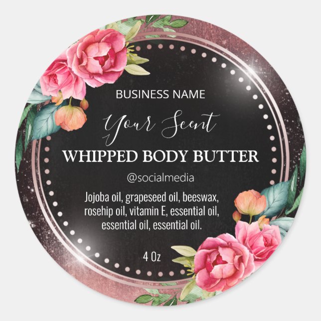 Rose Gold Ink Black Body Butter Labels (Front)