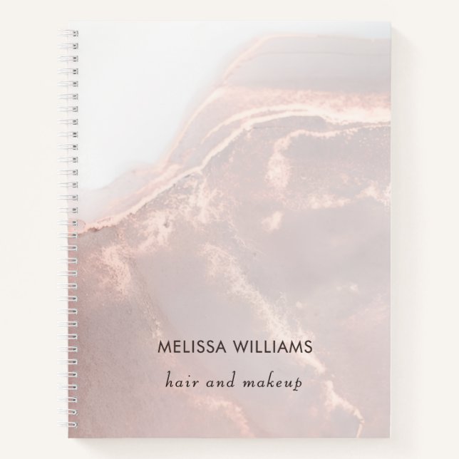Rose Gold Ink Marble  Notebook (Front)