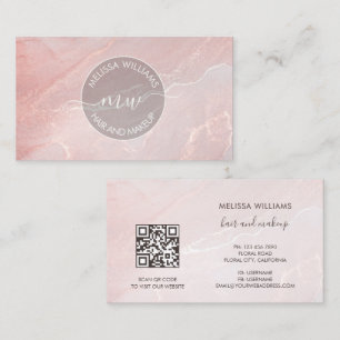 Rose Gold Ink Marble QR Code Business Card