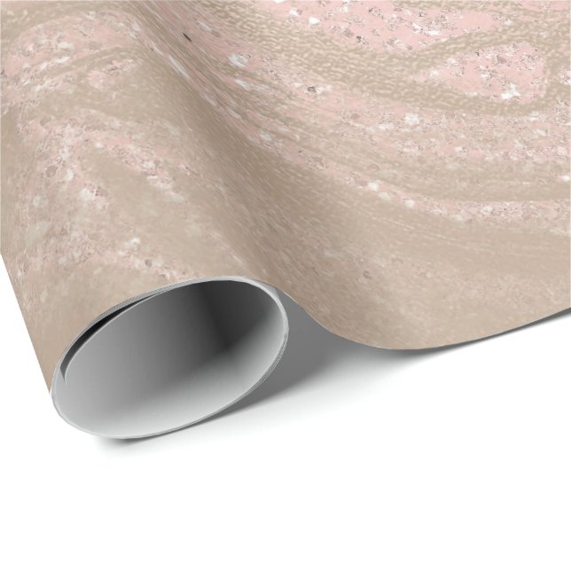 Rose Gold Ivory Skinny Abstract Molten Marble Glas Wrapping Paper (Roll Corner)