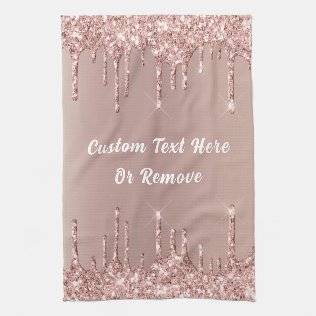 Rose Gold Kitchen Towel - Custom Text (Vertical)