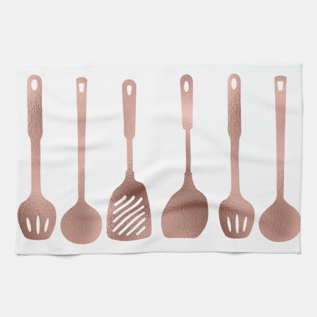 Rose Gold Kitchen Utensils  Cooking Tea Towel (Horizontal)