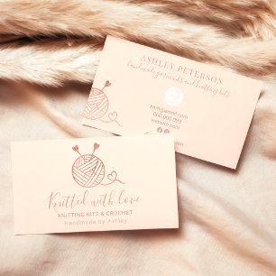 Rose gold knitting crochet yarn handmade kit blush business card