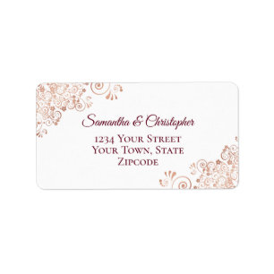 Rose Gold Lace & Burgundy Elegant Wedding Address Label