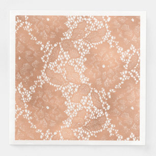Rose Gold Lace & Floral Wedding Reception Party Napkin