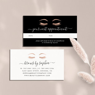 Rose Gold Lashes & Brows Appointment Cards