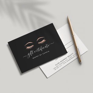 Rose Gold Lashes & Brows   Gift Certificate Card