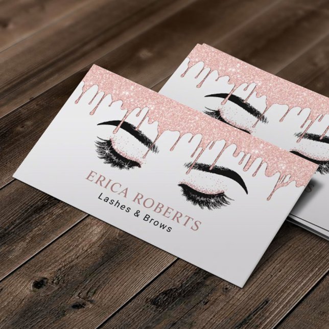 Rose Gold Lashes & Brows Makeup Artist Salon Business Card (Creator Uploaded)