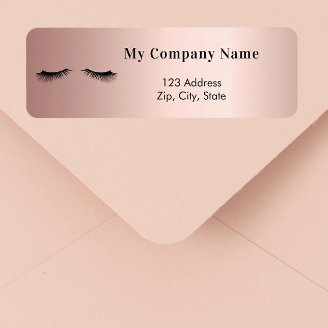 Rose gold lashes business return address label (Creator Uploaded)