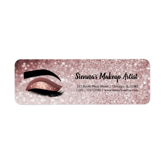 Rose gold Lashes Eye Return Address Label (Front)