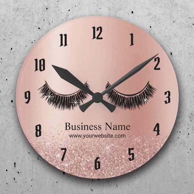 Rose Gold Lashes Makeup Artist Beauty Salon Round Clock (Creator Uploaded)