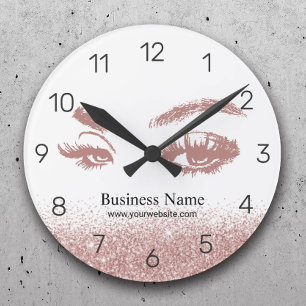 Rose Gold Lashes Makeup Artist Eyelash Salon Round Clock