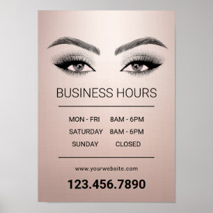 Rose Gold Lashes Makeup Artist Salon Opening Hours Poster